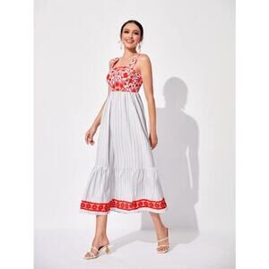 Kate Spade New York Stripe Embroidered Maxi Dress